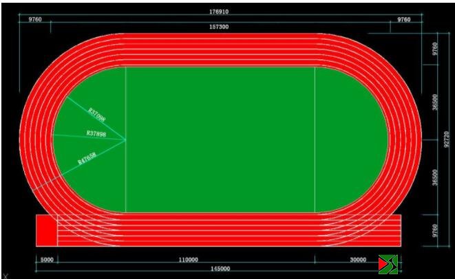 400米塑膠跑道尺寸